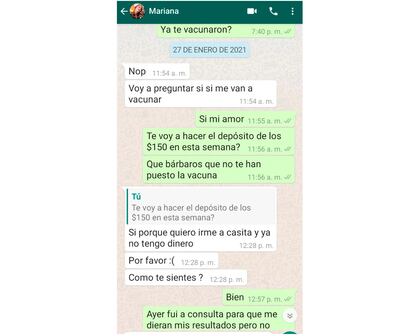 Marian Sánchez mensaje de Whatsapp