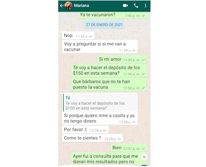 Marian Sánchez mensaje de Whatsapp