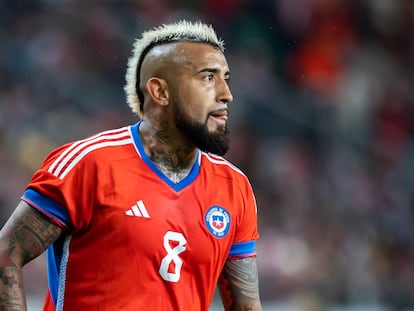 Arturo Vidal, en un partido contra Polonia en noviembre de 2022.