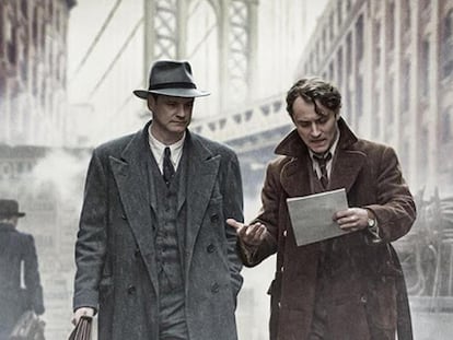 'El editor de libros', película en la que se representa al editor Maxwell Perkins (Colin Firth) y al escritor Thomas Wolfe (Jude Law).