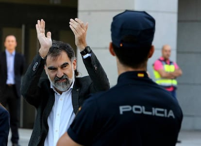 Jordi Cuixart frente a a Audiencia Nacional antes de declarar.