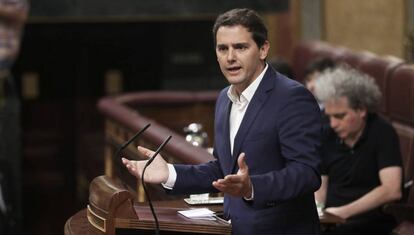 Albert Rivera, durante su intervención en la moción de censura.