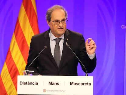 Catalan premier Quim Torra at a news conference on Thursday.