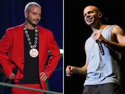 Los cantantes J Balvin y Residente, en distintas presentaciones.