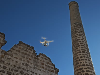 Uno de los vuelos de prueba de drones realizados en el centro Atlas en Villacarrilo, en Jaén.