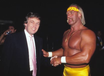 Donald Trump con Hulk Hogan en Atlantic City en 1987.