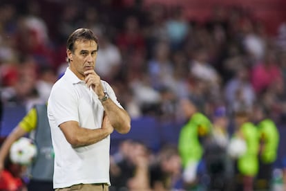 Julen Lopetegui, en su último partido en el banquillo del Sevilla.