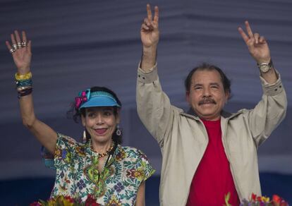 Daniel Ortega and his wife Rosario Murillo, last week in Managua.