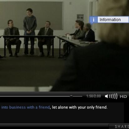 Tráiler interactivo de 'The social network'.