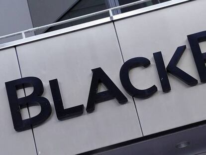 El logotipo de BlackRock, en su sede de Nueva York.