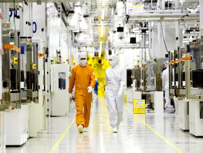 Semiconductor manufacturing takes place in highly robotized, isolated and sterilized plants, where a handful of engineers walk around dressed as though expecting biological warfare.