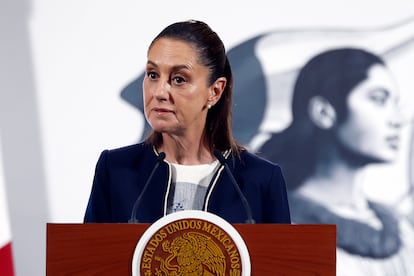 Claudia Sheinbaum en el Palacio Nacional de Ciudad de México, este lunes.