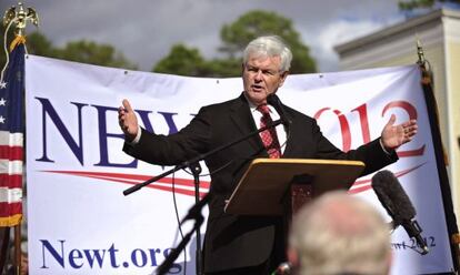 El candidato republicano Newt Gingrich en un acto de campa&ntilde;a electoral.