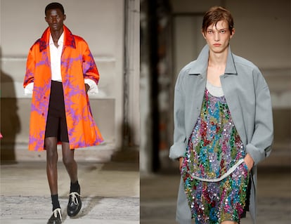 Estampados y pedrería en el primer desfile de moda masculina de Dries Van Noten firmado por Julian Klausner.