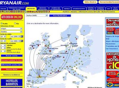 Imagen de la web de Ryanair