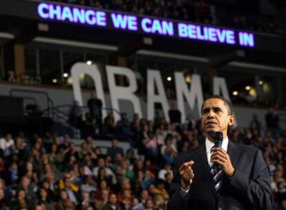 Barack Obama hace campaña en el Estado de Minnesota