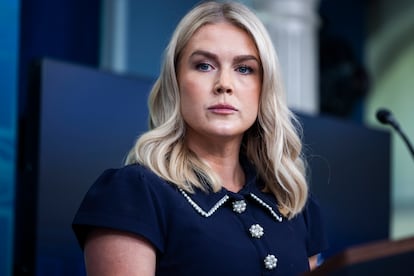 La portavoz de la Casa Blanca, Karoline Leavitt durante una rueda de prensa en la Casa Blanca, en Washington (Estados Unidos), este miércoles.