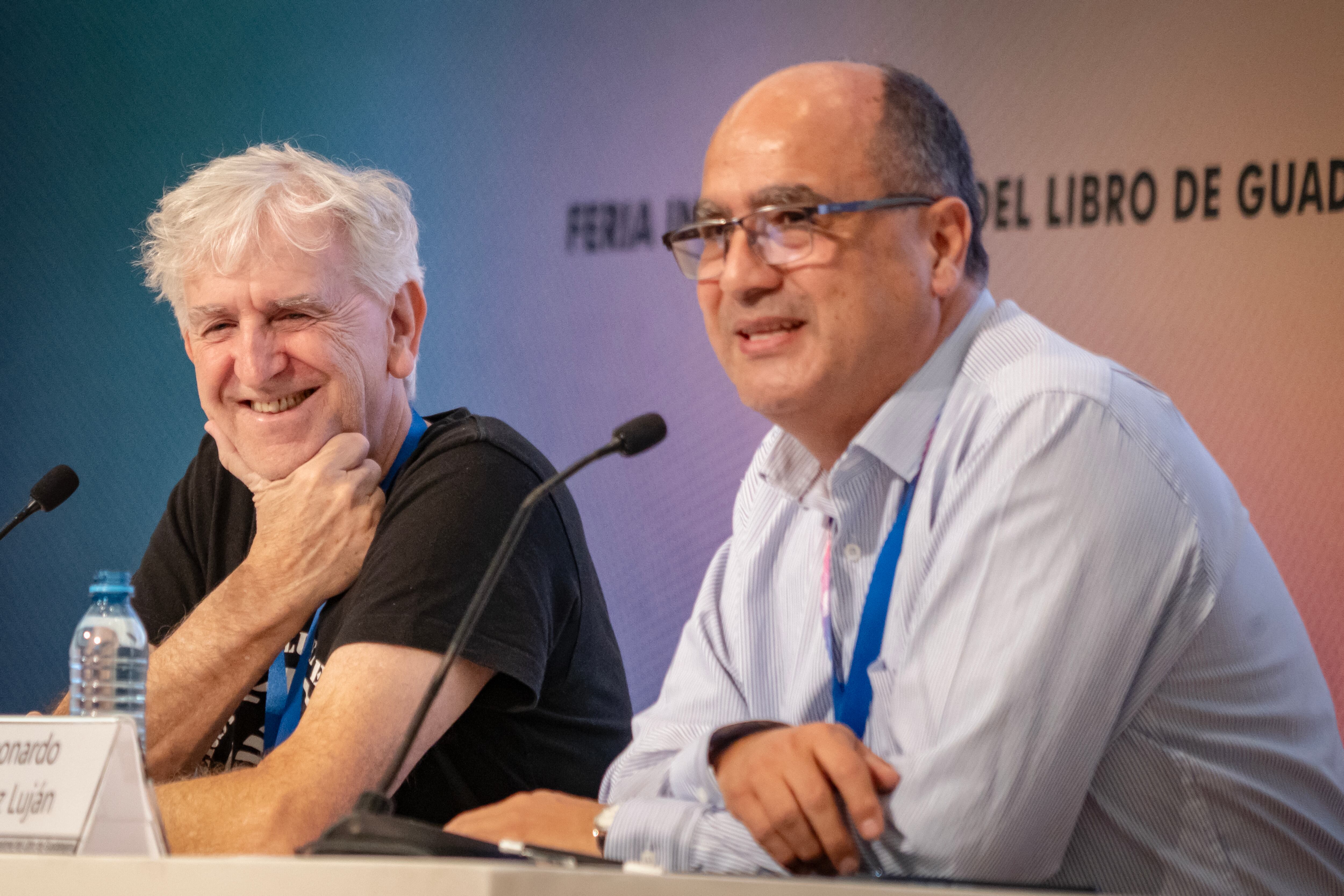 Juan Luis Arsuaga y Leonardo López Luján, en Guadalajara. 