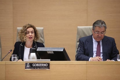 La ministra de Política Territorial, Meritxell Batet, este miércoles en la Comisión de Política Territorial y Función Pública del Congreso.