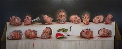 Son las cabezas decapitadas del autor y 12 de sus amigos. La violencia en México está en todas partes y que puede golpear a cualquiera. La obra forma parte de la exposición <i>Bella y Torcida</i> que estos días se puede visitar en el Museo de Arte Moderno de Ciudad de México.