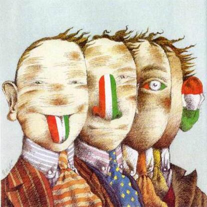 <i>Saluti dall&#39;Italia </i>(1983), ilustración de Tullio Pericoli.