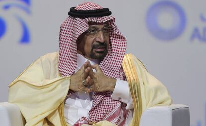 Khalid Al-Falih, ministro saudí de Energía, en la inauguración de Adipec. 