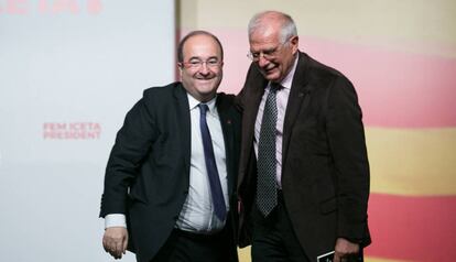 El candidat Miquel Iceta, amb Josep Borrell.