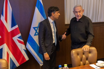 Rishi Sunak y Benjamin Netanyahu, este jueves en Jerusalén. 