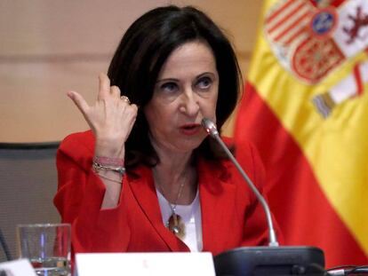 La ministra de Defensa, Margarita Robles, durante su comparecencia en el CNI.