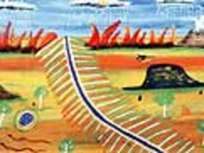 'Munduwala-Wala', pintura de la australiana Ginger Riley, en la galería Alcaston.