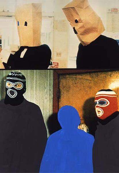 &#39;Dos figuras y dos figuras (con la cara tapada)&#39; (1990), de John Baldessari.