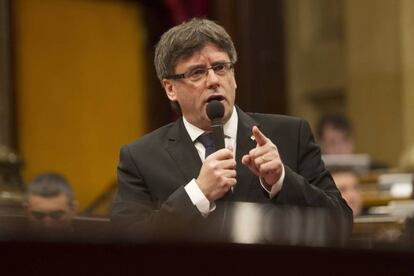 El presidente de la Generalitat, Carles Puigdemont, el miércoles en el 'Parlament'.
