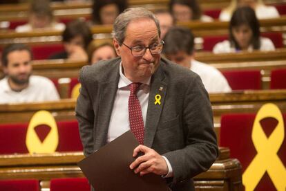 El presidente de la Generalitat, Quim Torra, en el Parlament.