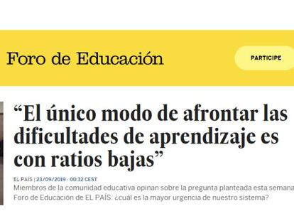 EL PAÍS abre un espacio de debate digital dedicado a la educación