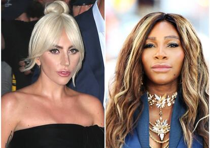 La cantante Lady Gaga y, a la derehca, la tenista Serena Williams.