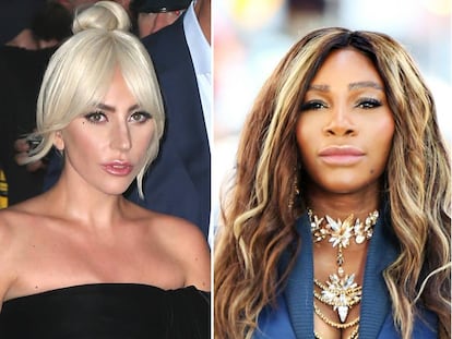 La cantante Lady Gaga y, a la derehca, la tenista Serena Williams.