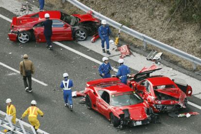 Tres Ferrari involucrados en el accidente múltiple de coches de lujo en Japón