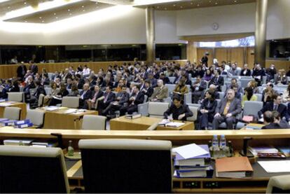 Vista de la sala del Tribunal de Justicia de la UE, en Luxemburgo, en una audiencia sobre la fiscalidad vasca.