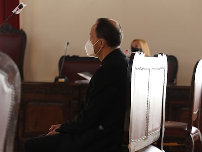 El sacerdote J. L. G. declara en la Audiencia Provincial de Toledo, este martes.