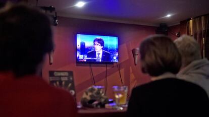 Puigdemont durante la entrevista que ha ofrecido en una televisión belga.