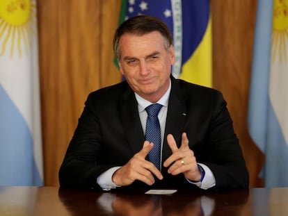 Jair Bolsonaro durante encontro com Macri.