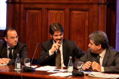 Diputados de CiU en la primera jornada de la comisión parlamentaria sobre el caso Palau.