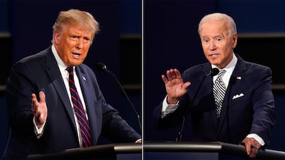 Trump y Biden, durante el debate de este martes.