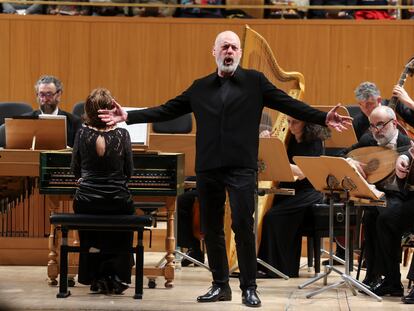 El tenor Mark Padmore durante la interpretación de 'Ulisse' en la ópera de Monteverdi 'Il ritorno di Ulisse in patria', el pasado domingo, 12 de marzo, en el Auditorio Nacional.