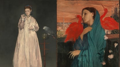 'Jeune dame' (1866), de Édouard Manet, y 'Jeune femme et ibis' (iniciado en 1857 y concluido en 1866-68), de Edgar Degas.