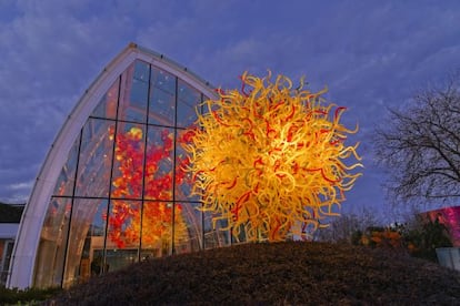 La Casa de Cristal (Glasshourse) y obras de Dale Chihuly en Seattle (Estados Unidos).