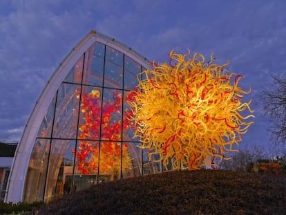 A Casa de Vidro (Glasshourse) e obras de Dale Chihuly em Seattle (Estados Unidos)