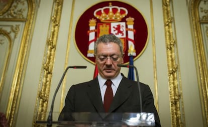 Alberto Ruiz-Gallardón, durante la rueda de prensa.