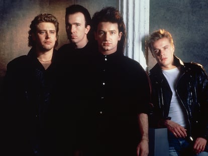 Adam Clayton, The Edge, Bono e Larry Mullen Jr. – ou seja, o U2 inteiro – numa foto do começo da carreira.