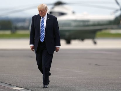 Donald Trump, de camino al Air Force One, el 18 de agosto.